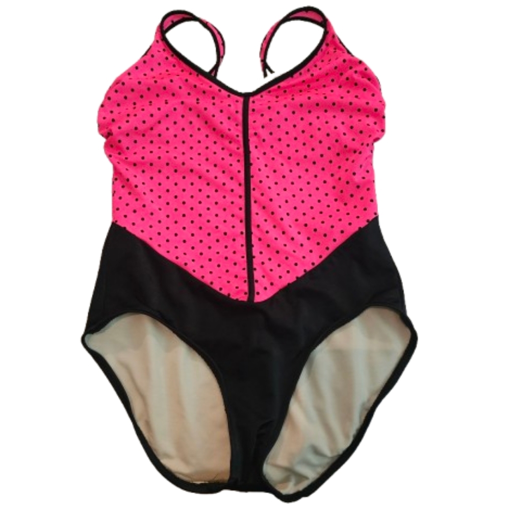 The Slim Suit Pink and Black Polka Dot Women's Swimsuit - Picture 4 of 9